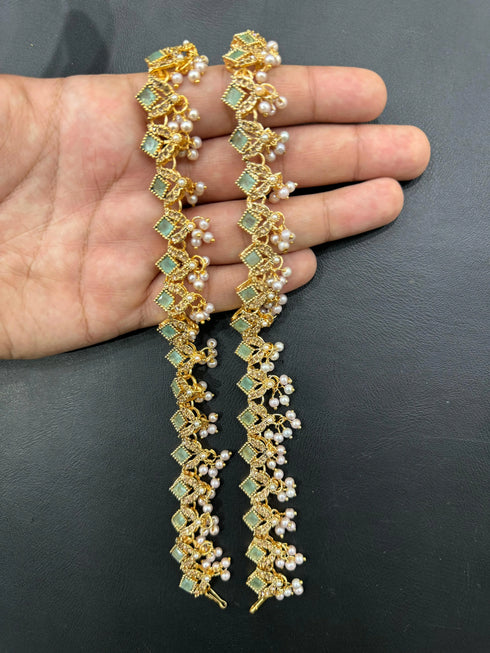 Ornate Pearl Charm Anklets